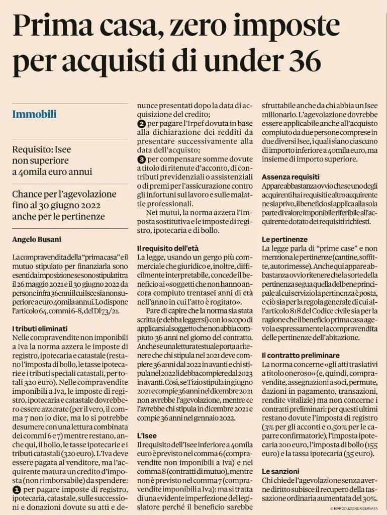 ZERO IMPOSTE PER LE GIOVANI COPPIE CHE ACQUISTANO LA PRIMA CASA